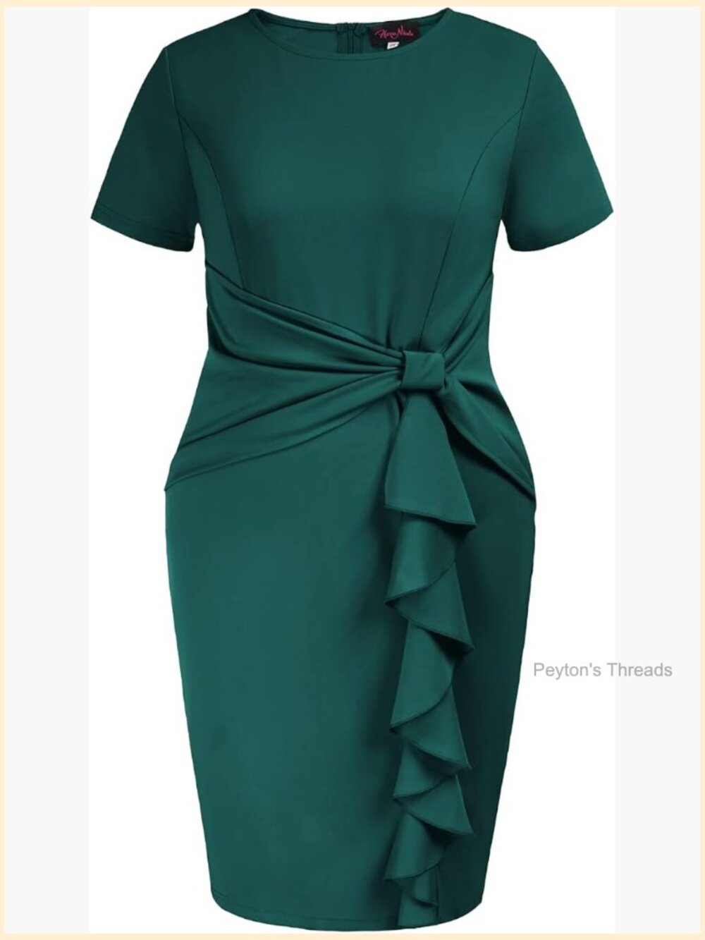 Plus Size Work Dress 50s Vintage Ruffle Peplum Cocktail Pencil Knee Dress Short